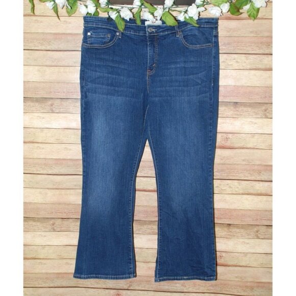 Levi's 512 Blue Jeans Size 22 Short Perfectly Shaping Bootcut Studded Stretch - Picture 1 of 10